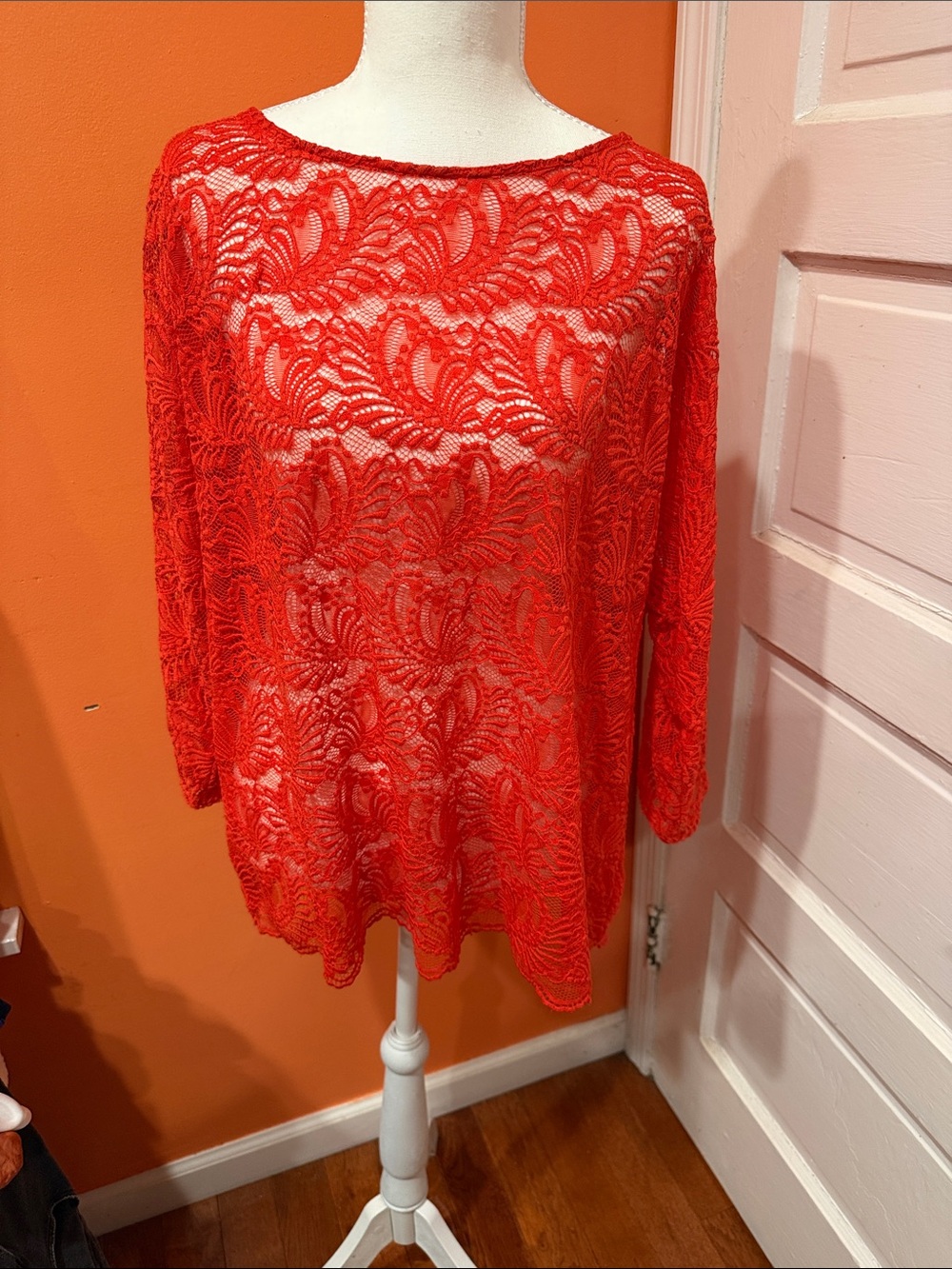 Ruby Rd. Red Lace Overlay Tunic